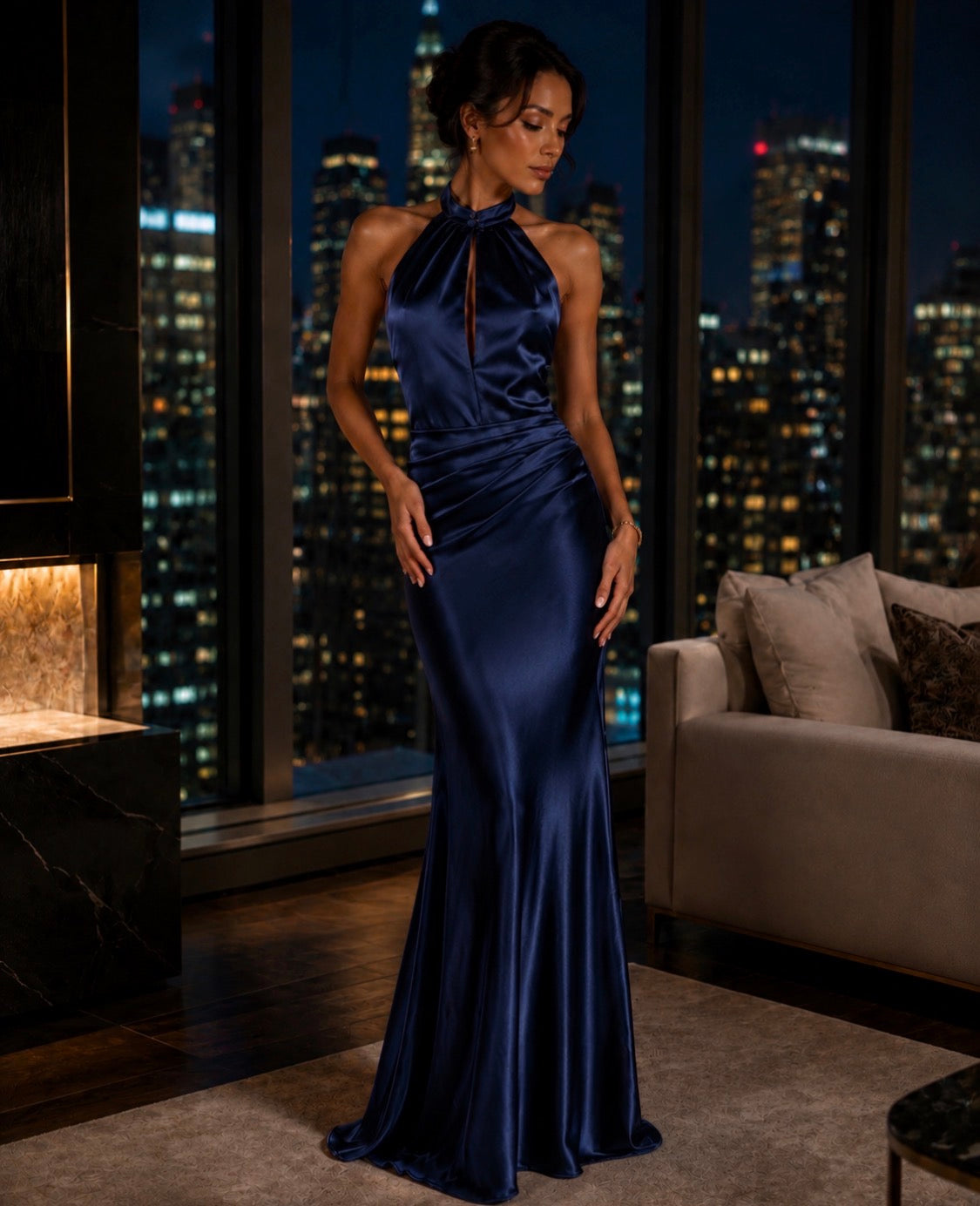 The Midnight Vale Satin Gown