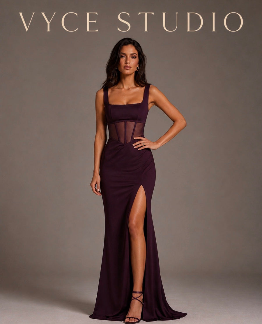 The Amara Plum Corset Gown